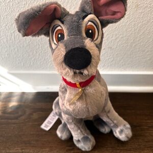 Disney Store Original Plush Tramp Dog Stuffed Animal Lady and the Tramp Gray 17"